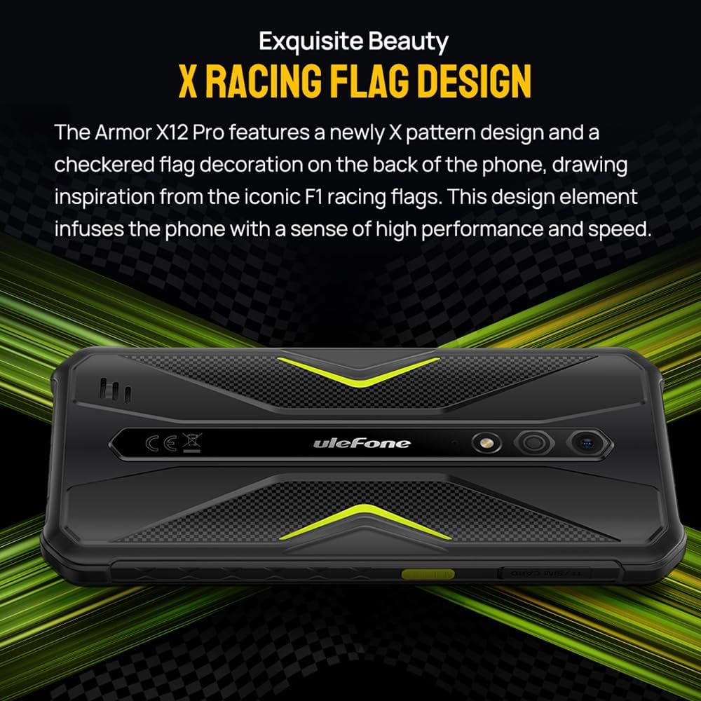 Ulefone Armor X12 Pro Rugged Smartphone Unlocked, MTK Helio G36 4GB+ 4GB Virtual RAM+64GB Android 13 Cell Phone, 13MP+8MP, 5.45" HD+, 4860mAh, Dual SIM 4G Rugged Phone, NFC GPS OTG FM,T-Mobile,Black