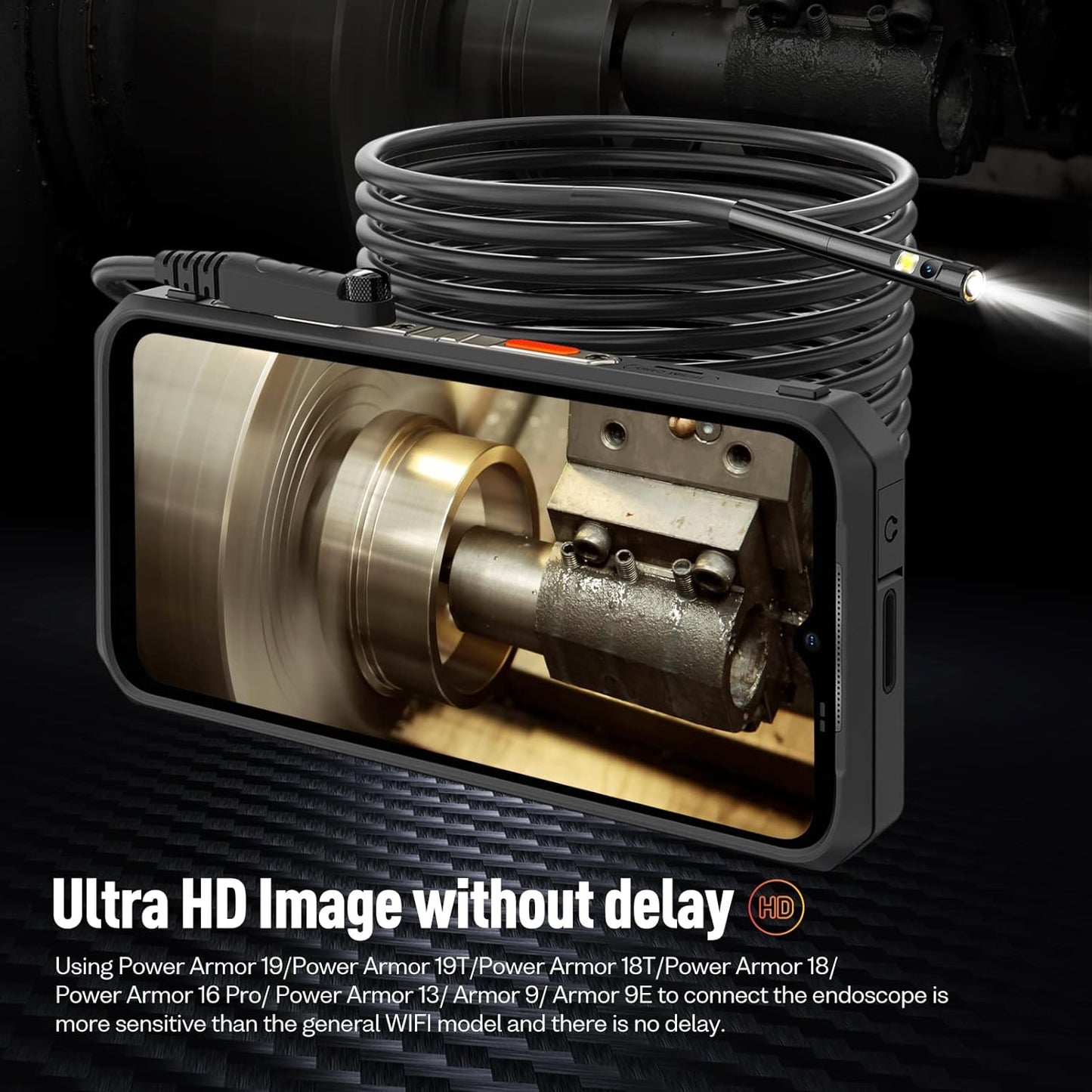 Ulefone uSmart E02 Dual Camera Endoscope 3.0 for Armor Pad 2, Armor 24, Armor 21, Armor 19/19T, Armor 18/18T, Armor 16 Pro, Armor 13, Armor 9/9E, IP67 Waterproof, 7 LED Lights, 2m semi-Rigid Cable sale