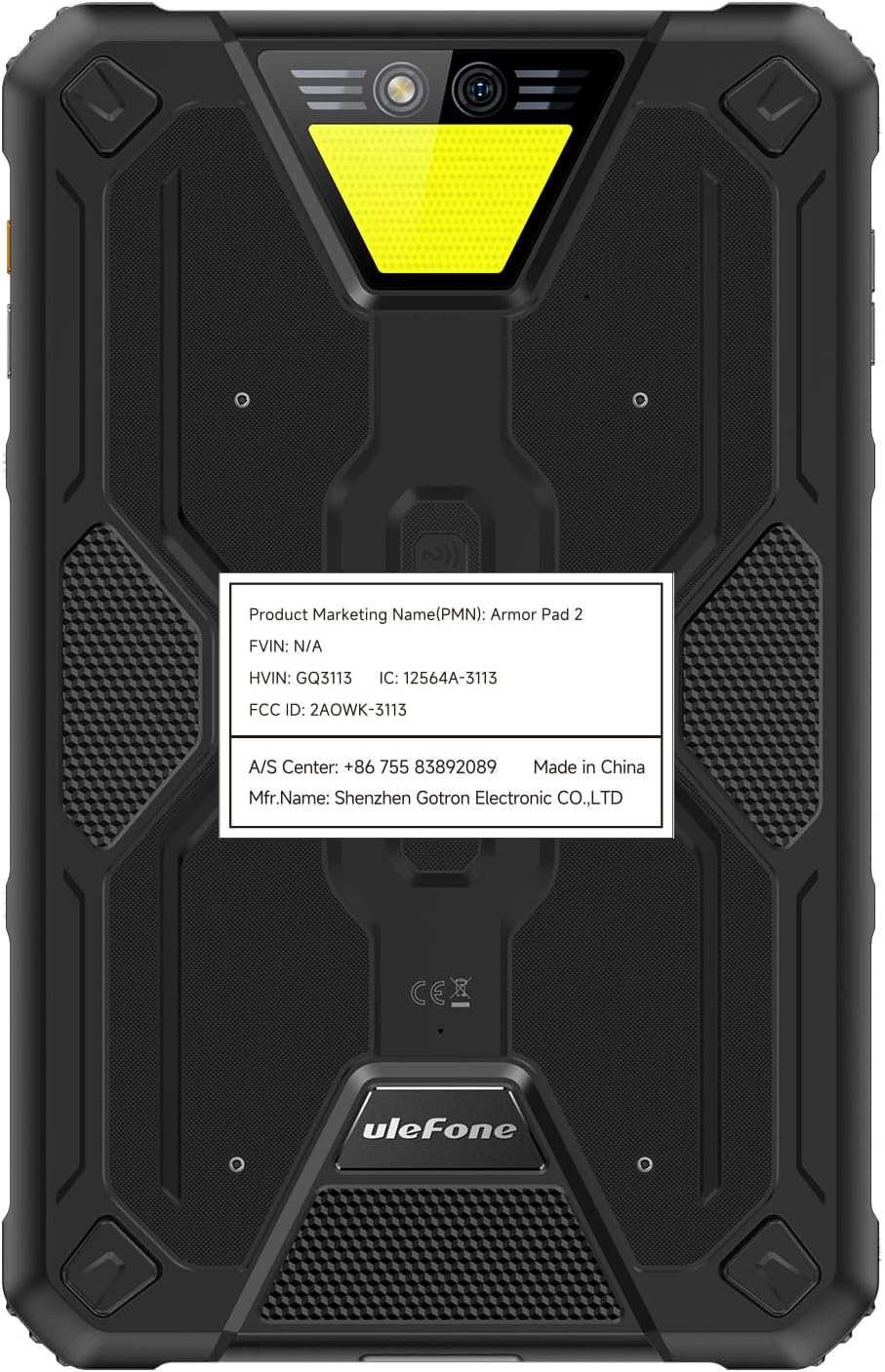 Ulefone Armor Pad 2 11 inch Rugged Tablet, 18600mAh Mega Battery, Camping Light, 2K FHD+ Screen, Octa Core 16GB + 256GB Android 13, 48MP Rear Camera, 4G Dual SIM IP68 Waterproof Tablet GPS NFC- Black sale