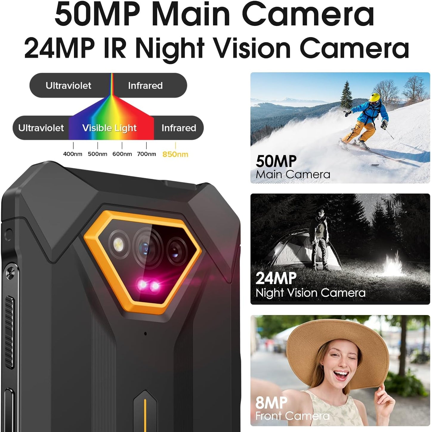 Ulefone Armor X13 Rugged Phone, 6GB RAM+6GB virtual RAM / 64GB, 50MP Rear Camera, 24MP Night Vision Camera, 6.52” Screen, 6320mAh, NFC, GPS, Dual 4G Unlocked Phones