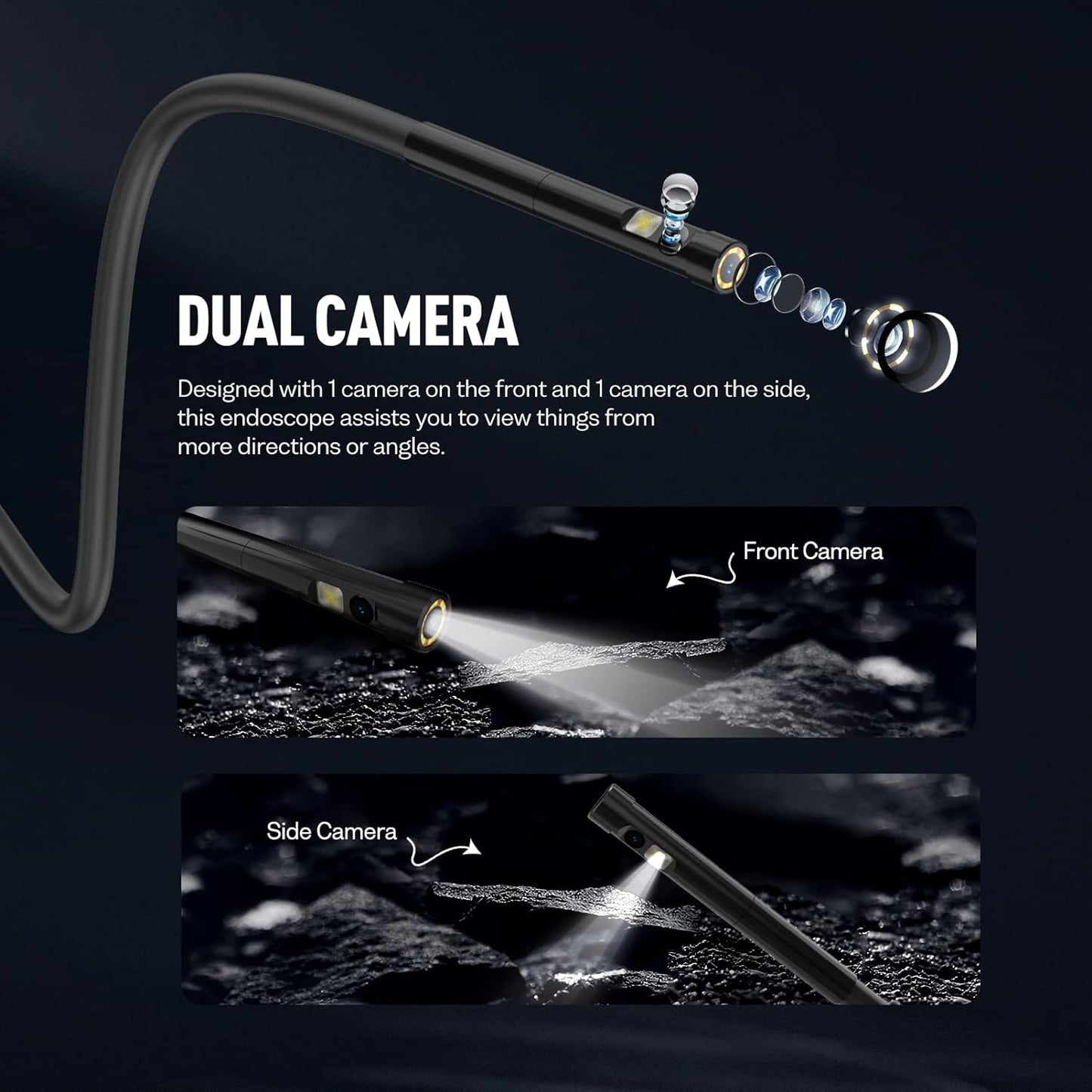 Ulefone uSmart E02 Dual Camera Endoscope 3.0 for Armor Pad 2, Armor 24, Armor 21, Armor 19/19T, Armor 18/18T, Armor 16 Pro, Armor 13, Armor 9/9E, IP67 Waterproof, 7 LED Lights, 2m semi-Rigid Cable sale