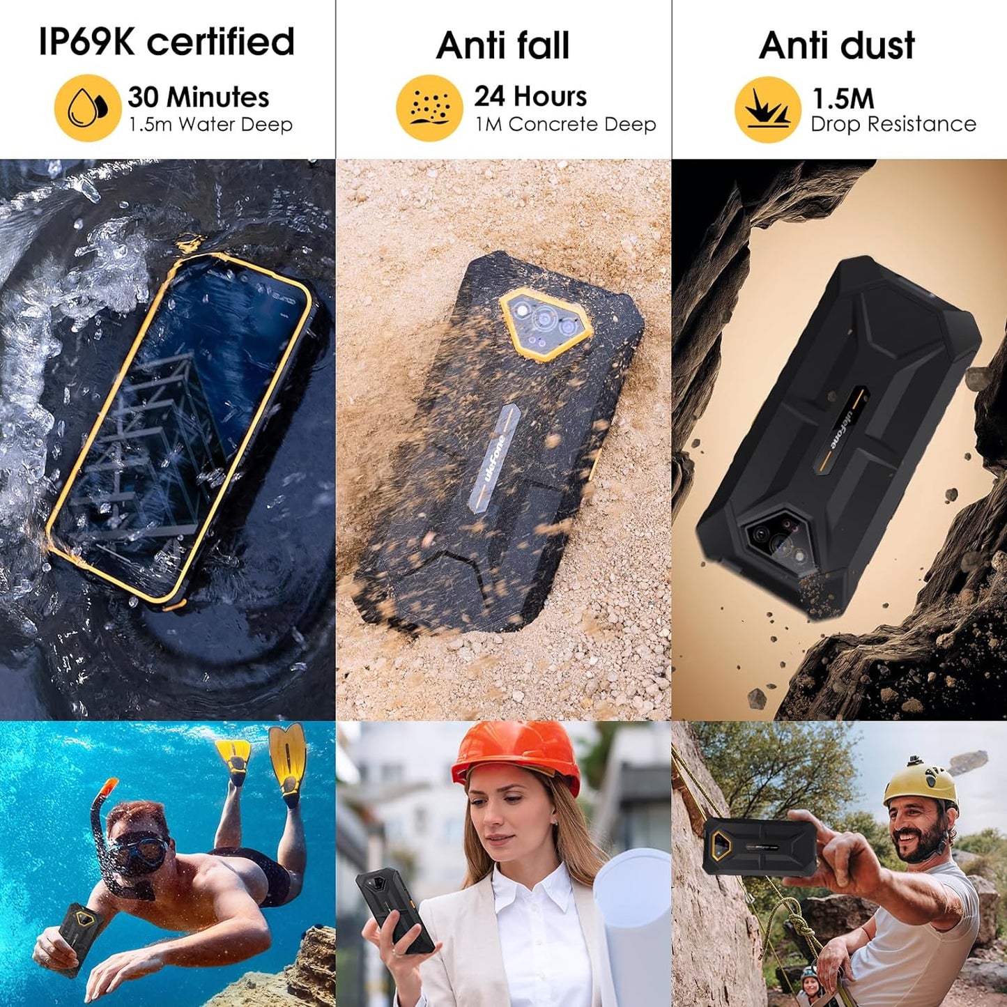 Ulefone Armor X13 Rugged Phone, 6GB RAM+6GB virtual RAM / 64GB, 50MP Rear Camera, 24MP Night Vision Camera, 6.52” Screen, 6320mAh, NFC, GPS, Dual 4G Unlocked Phones