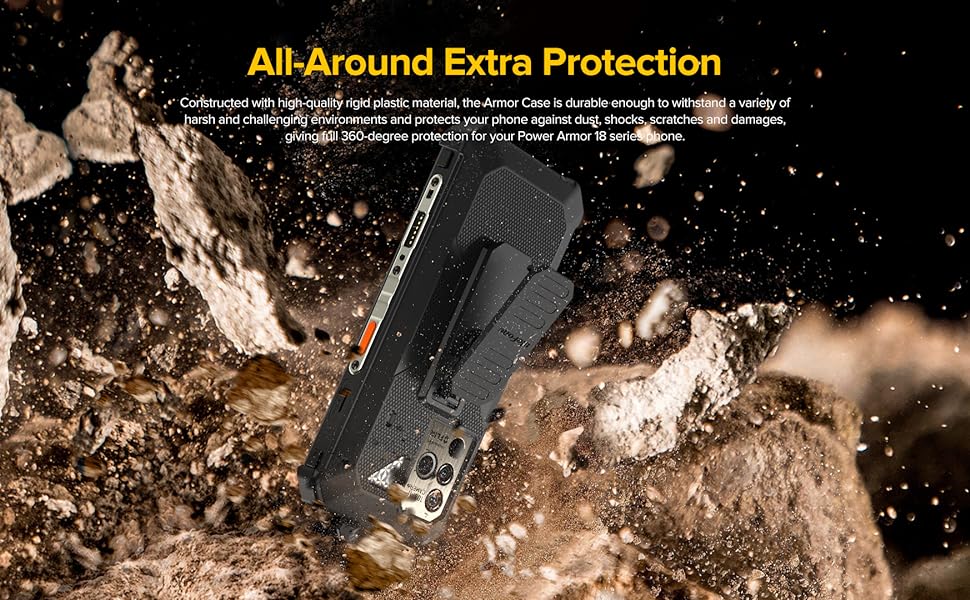 Ulefone Power Armor 18T/18/19/19T Multifunctional Protective Case Original TPU Black Case Power Armor 18T/18/19/19T with Back Clip Carabiner