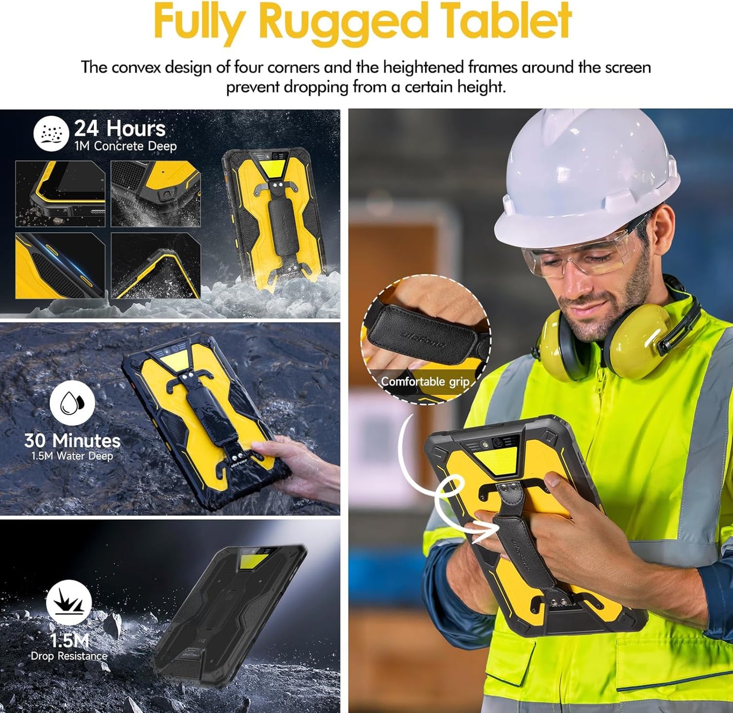 Ulefone Armor Pad 2 11 inch Rugged Tablet, 18600mAh Mega Battery, Camping Light, 2K FHD+ Screen, Octa Core 16GB + 256GB Android 13, 48MP Rear Camera, 4G Dual SIM IP68 Waterproof Tablet GPS NFC- Black sale