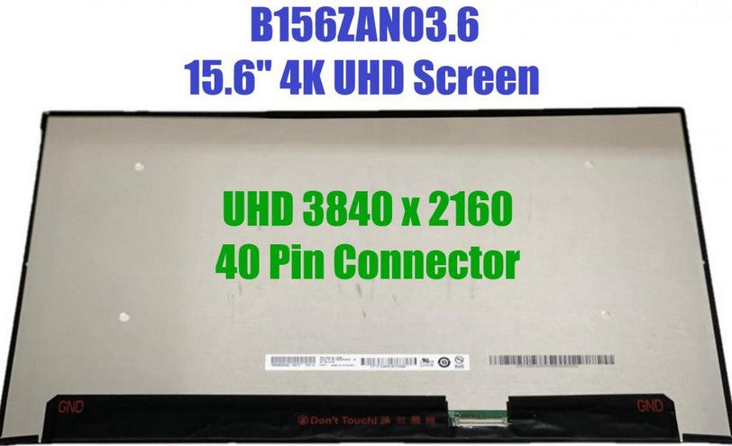 LaptopKing Replacement LCD Screen for B156ZAN03.0 with 40 Pin connector non touch screen 3840 X 2160