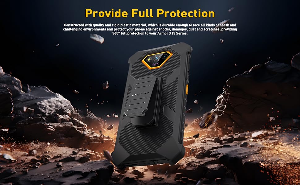Ulefone Armor X13 Multifunctional Protective Case Original TPU Black Case Armor X13 with Back Clip Carabiner