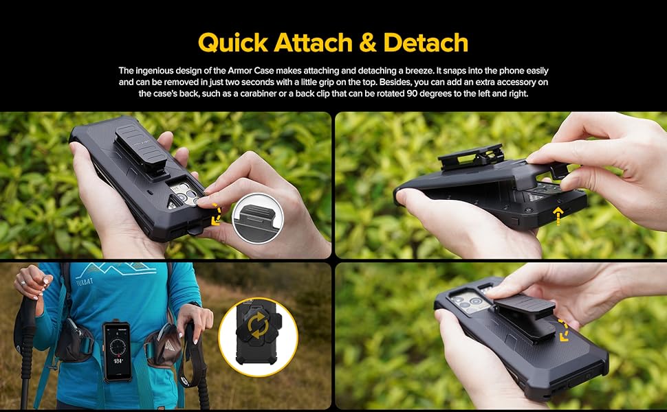 Ulefone Power Armor 18T/18/19/19T Multifunctional Protective Case Original TPU Black Case Power Armor 18T/18/19/19T with Back Clip Carabiner