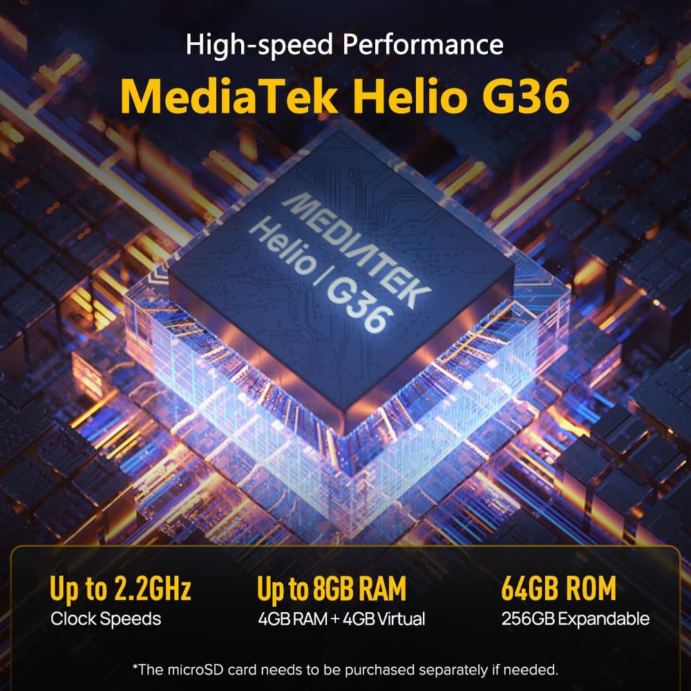 Ulefone Armor X12 Pro Rugged Smartphone Unlocked, MTK Helio G36 4GB+ 4GB Virtual RAM+64GB Android 13 Cell Phone, 13MP+8MP, 5.45" HD+, 4860mAh, Dual SIM 4G Rugged Phone, NFC GPS OTG FM, T-Mobile, Black β LK-PHN-GEN-0002