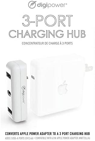 DigiPower 3 Port Charging hub for Apple Power Adapter Charge Direct Connect USB Hub
