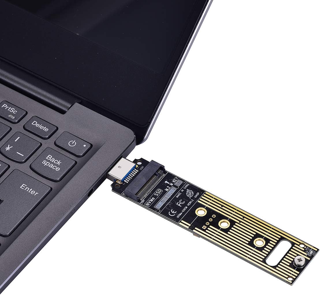 Laptopking M.2 NVME USB 3.1 Adapter, M-Key M.2 NGFF NVME to USB Card Reader USB 3.1 Gen 2 Bridge Chip with 10 Gbps High Performance NVME Adapter Card Reader