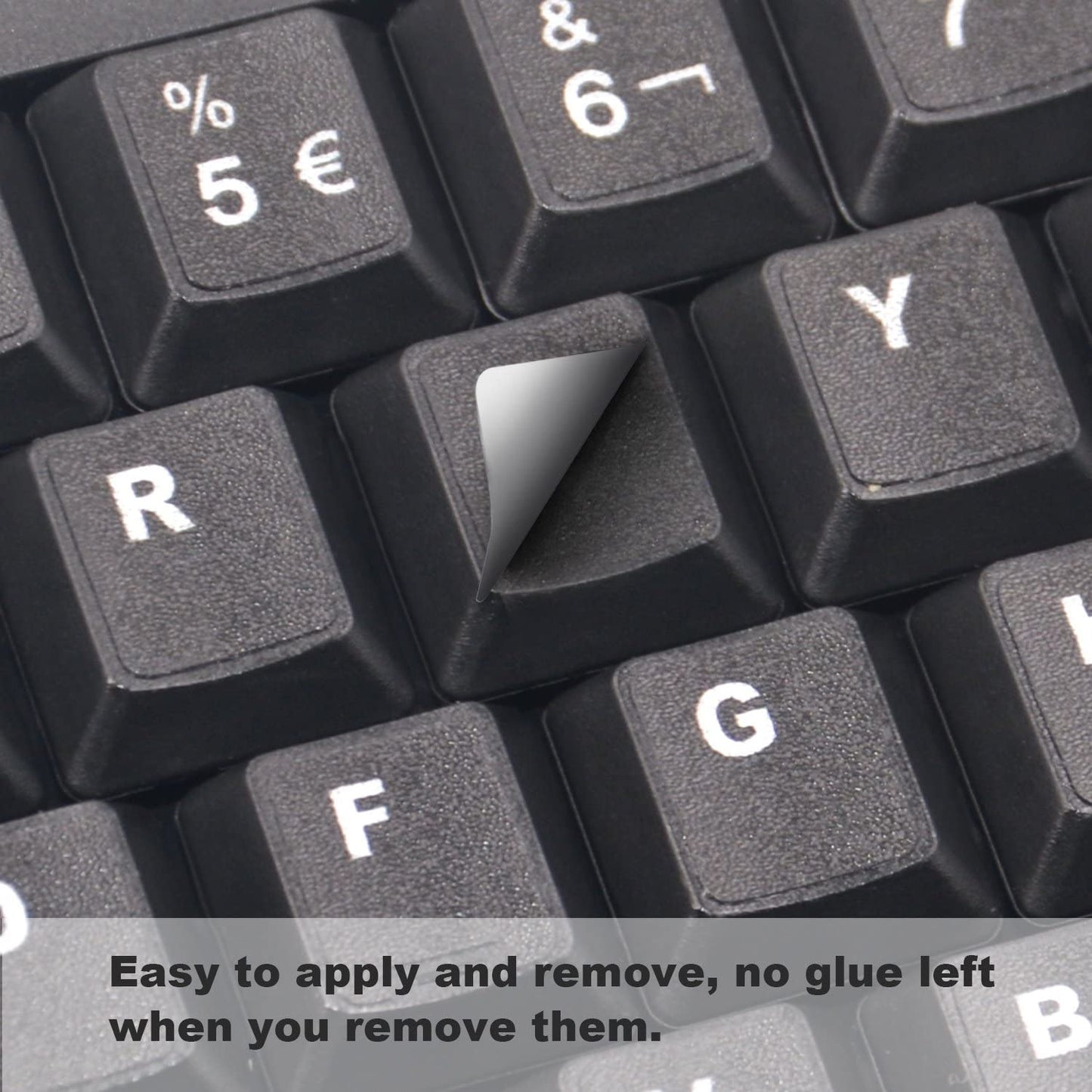 LaptopKing Universal Keyboard Stickers Replacement Keyboard Skin black background compatible with laptop Desktop white letter Spanish Pack of 2