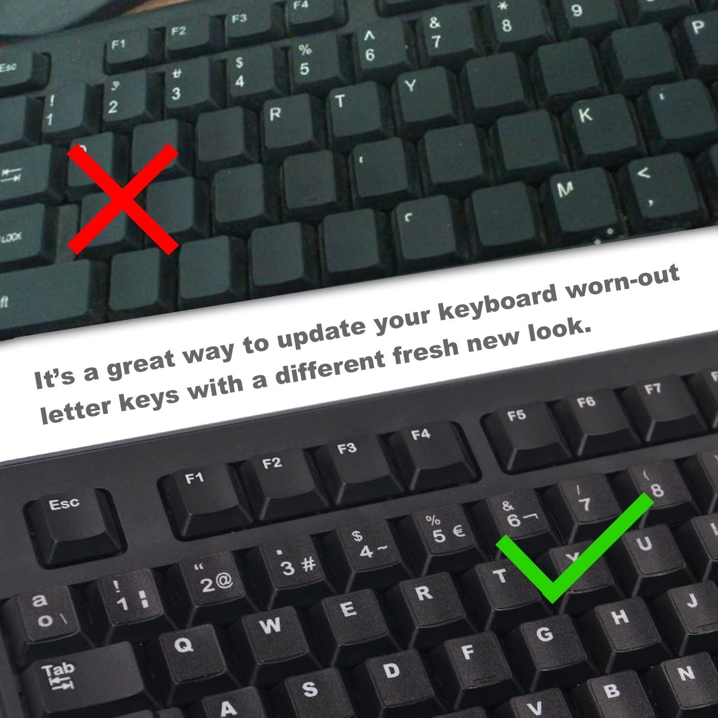 LaptopKing Universal Keyboard Stickers Replacement Keyboard Skin black background compatible with laptop Desktop white letter Spanish Pack of 2