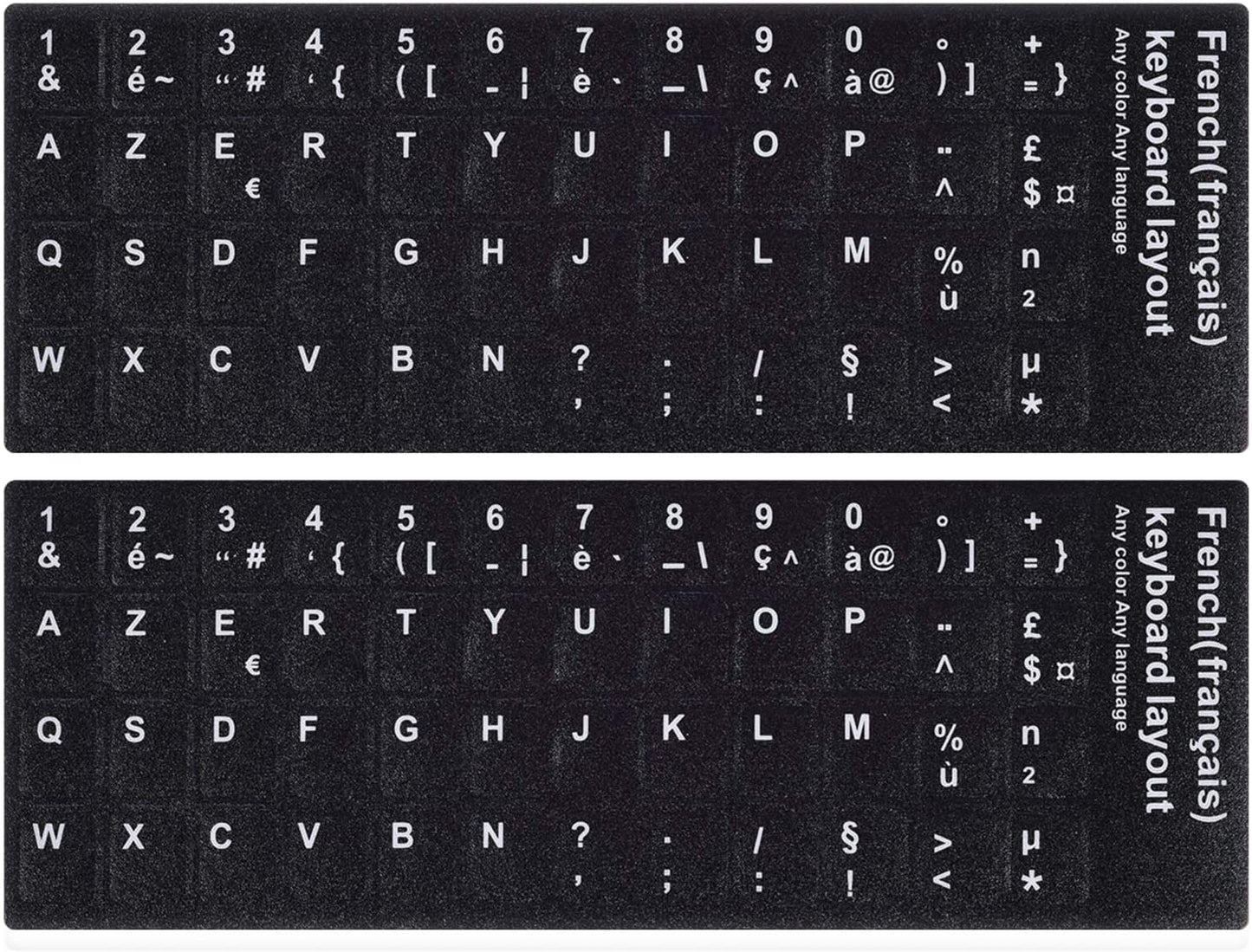 LaptopKing Universal Keyboard Stickers Replacement Keyboard Skin black background compatible with laptop Desktop white letter French Pack of 2