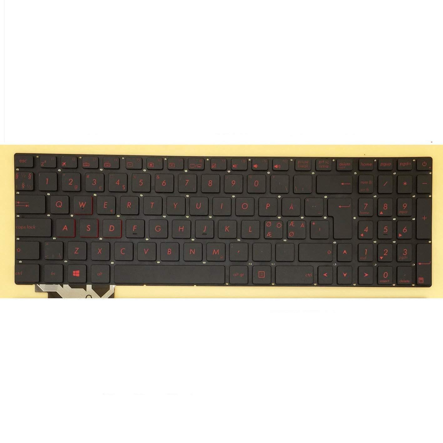 LaptopKing Replacement Keyboard for Asus GL552 GL552J GL552JX GL552V GL552VL GL552VX GL552VW-DH71 GL552VW-DH74 G552 G552V G552VW G552VX GL752 Backlit Red Word Keyboard - 1 Year Warranty - Laptop King