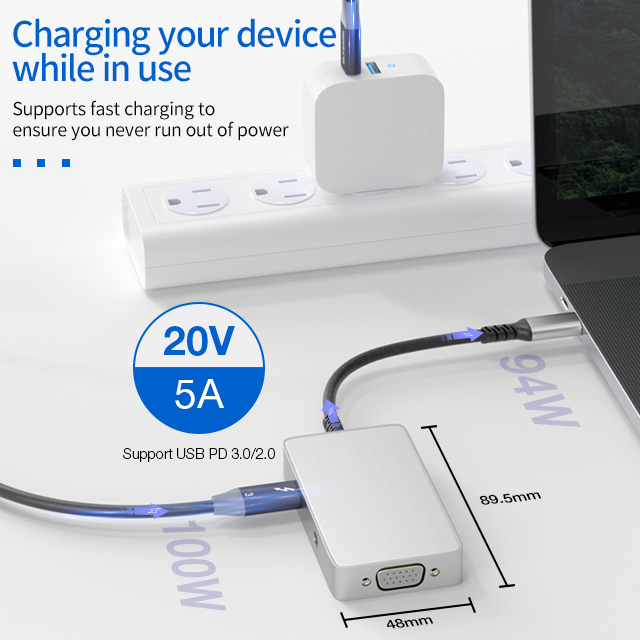 Docking station 2 Monitor support 5-in-1 USB Type C Hub Adapter with 4K DisplayPort HDMI VGA 3.5mm Audio USB-C 100W Power Delivery Ports Sale