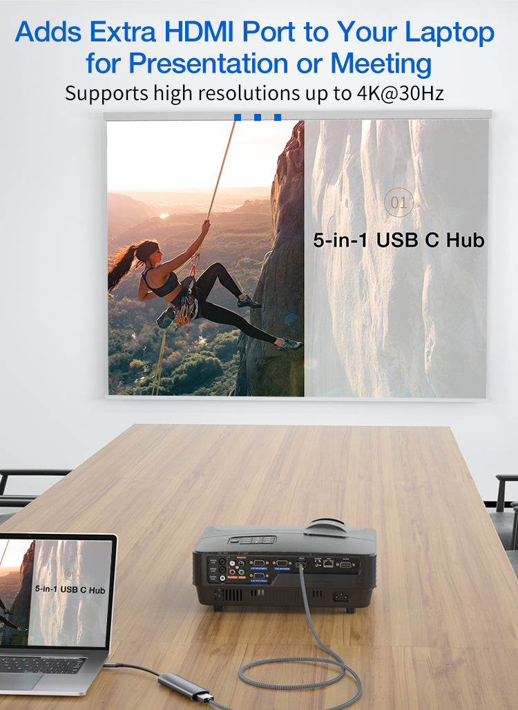 New Arrival 5-in-1 USB C Hub with 4K 30Hz HDMI USB 3.0 2 USB 2.0 and PD 100W Ports Type C Hub SALE