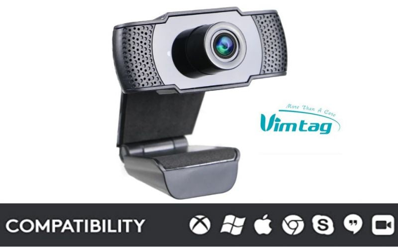 Vimtag Portable webcam 1080P HD with microphone for skype, video calls , USB Plug and Play
