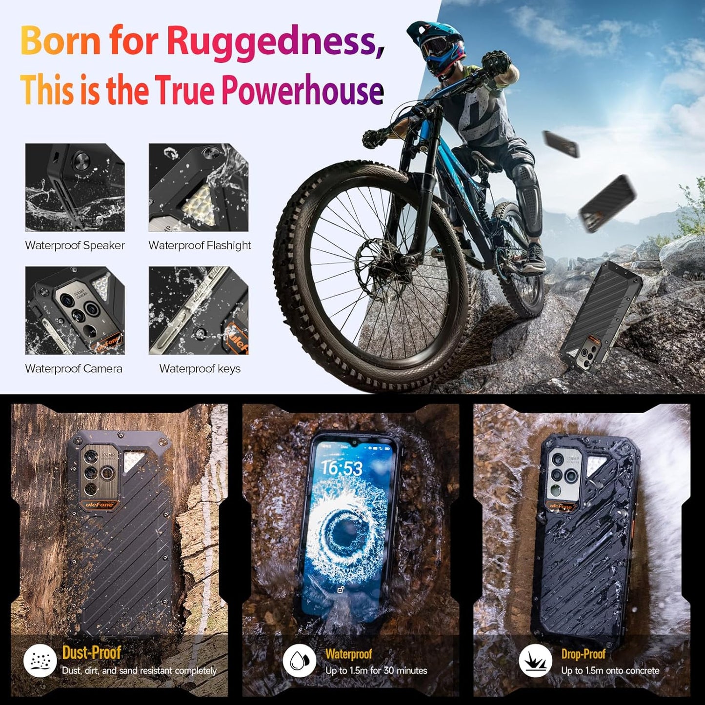 Ulefone Power Armor 18T Ultra 5G Rugged Phone, Thermal Imaging Camera, 108MP Camera, 24GB+512GB MTK Dimensity 7050, 9600mAh QI 15W Wireless Charging, 6.58" FHD+ Corning Gorilla Screen, Android 13 sale