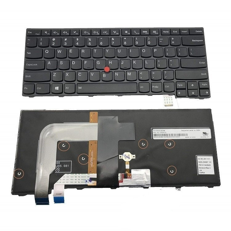 Backlit Keyboard for Lenovo Thinkpad T470S S2 2nd 13 2nd 01EN887 Series Laptop Black US Layout Silver Frame