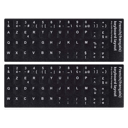 Universal Keyboard Stickers Replacement Keyboard Skin black background compatible with laptop Desktop white letter French Pack of 2