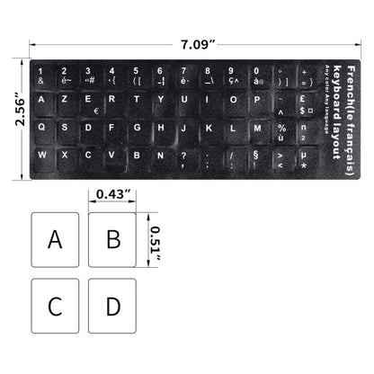Universal Keyboard Stickers Replacement Keyboard Skin black background compatible with laptop Desktop white letter French Pack of 2