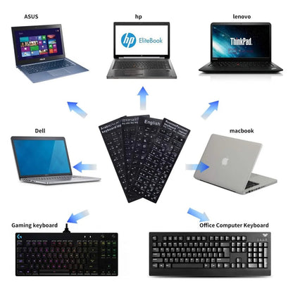 Universal Keyboard Stickers Replacement Keyboard Skin black background compatible with laptop Desktop white letter French Pack of 2