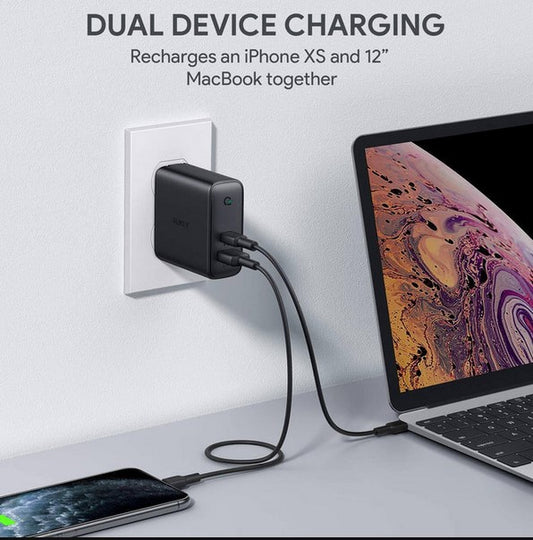 AUKEY PA-D3 Focus  Mix 60W Type c charger for Dual-Port PD Charger with Dynamic Detect sale