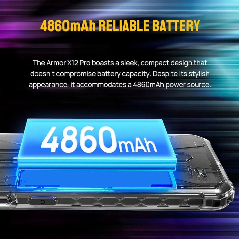 Ulefone Armor X12 Pro Rugged Smartphone Unlocked, MTK Helio G36 4GB+ 4GB Virtual RAM+64GB Android 13 Cell Phone, 13MP+8MP, 5.45" HD+, 4860mAh, Dual SIM 4G Rugged Phone, NFC GPS OTG FM, T-Mobile, Black — LK-PHN-GEN-0002