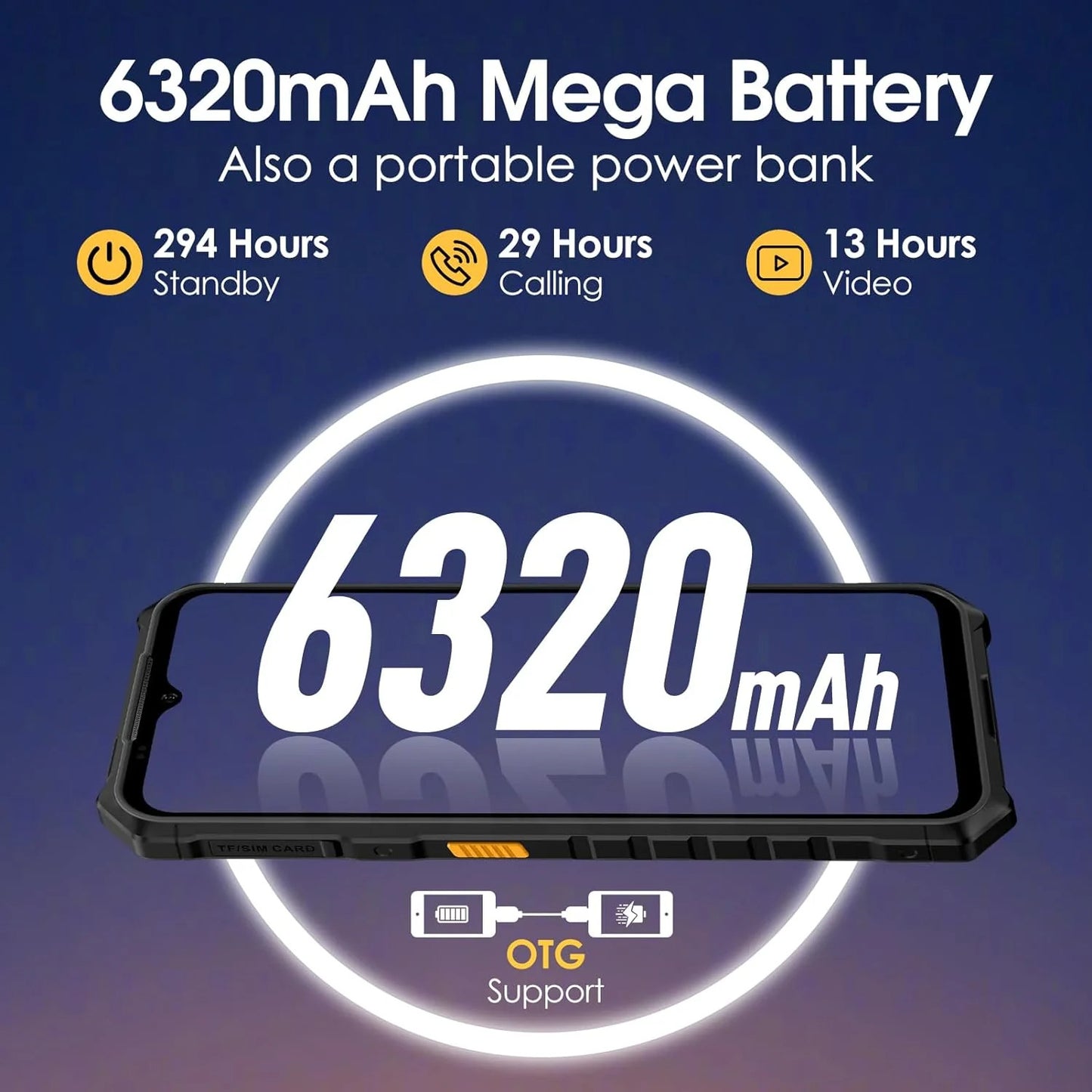 Ulefone Armor X13 Rugged Phone, 6GB RAM+6GB virtual RAM / 64GB, 50MP Rear Camera, 24MP Night Vision Camera, 6.52” Screen, 6320mAh, NFC, GPS, Dual 4G Unlocked Phones — LK-PHN-GEN-0001