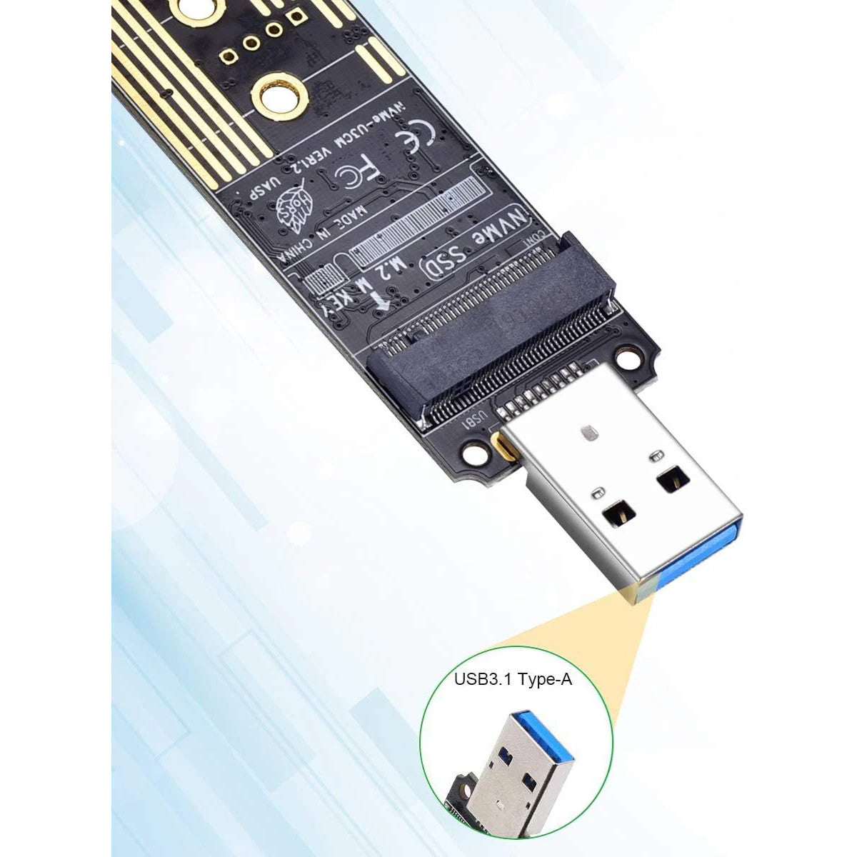 M.2 NVME USB 3.1 Adapter, M-Key M.2 NGFF NVME to USB Card Reader USB 3.1 Gen 2 Bridge Chip with 10 Gbps High Performance NVME Adapter Card Reader — LK-PRT-LK-0032