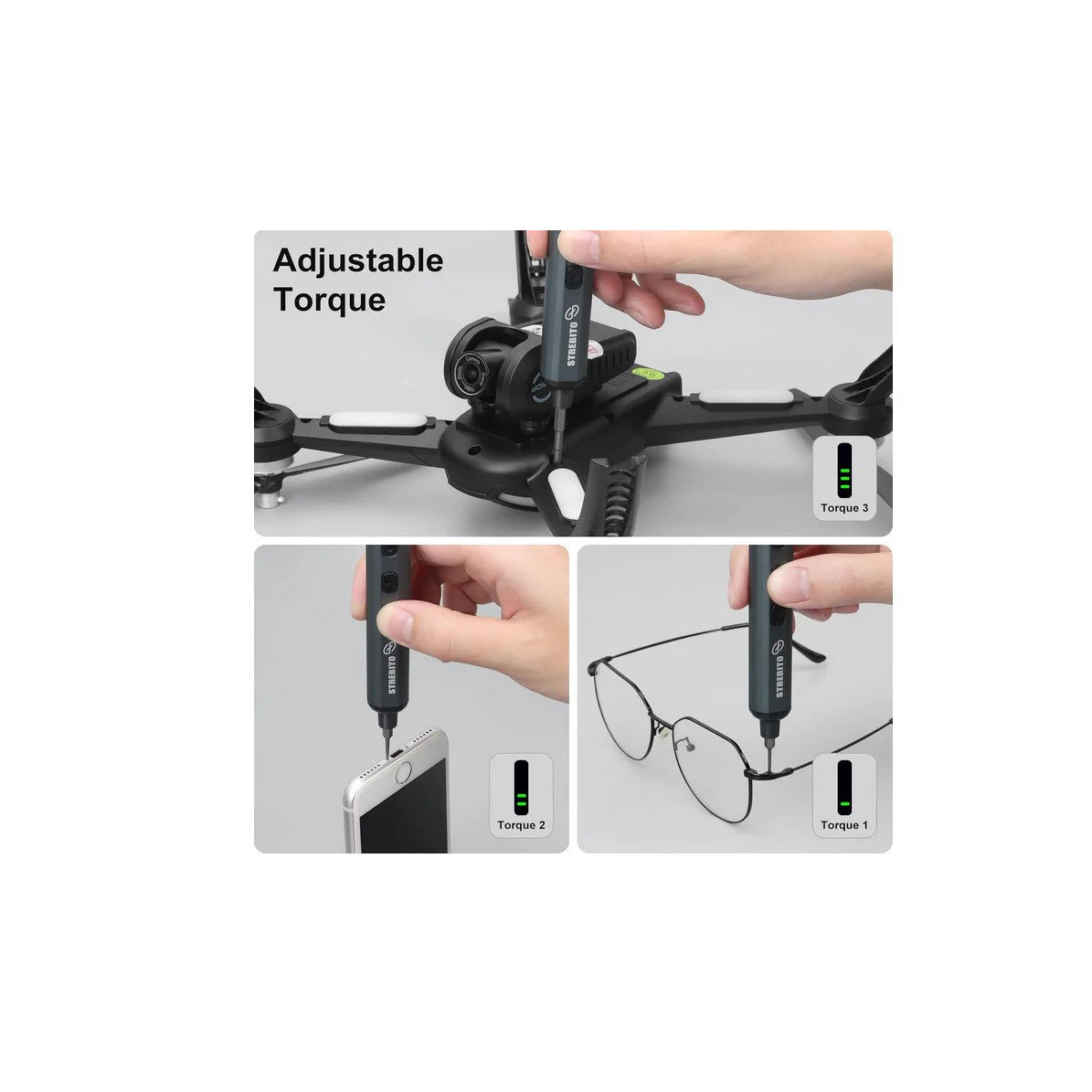 STREBITO Mini Electric Screwdriver Set, 70 in 1 Small Electric Screwdriver Cordless - 64 S2 Preicison Bits, 5 Torque Settings, 4 LED Lights, Mini Power Screwdriver Repair Tool Kit for PC RC Electronic — LK-PRT-LK-0002