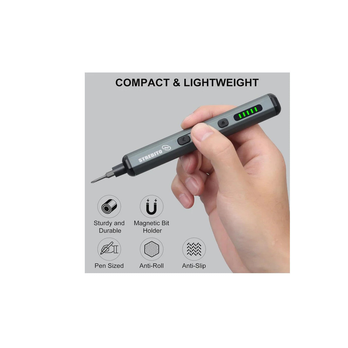 STREBITO Mini Electric Screwdriver Set, 70 in 1 Small Electric Screwdriver Cordless - 64 S2 Preicison Bits, 5 Torque Settings, 4 LED Lights, Mini Power Screwdriver Repair Tool Kit for PC RC Electronic — LK-PRT-LK-0002