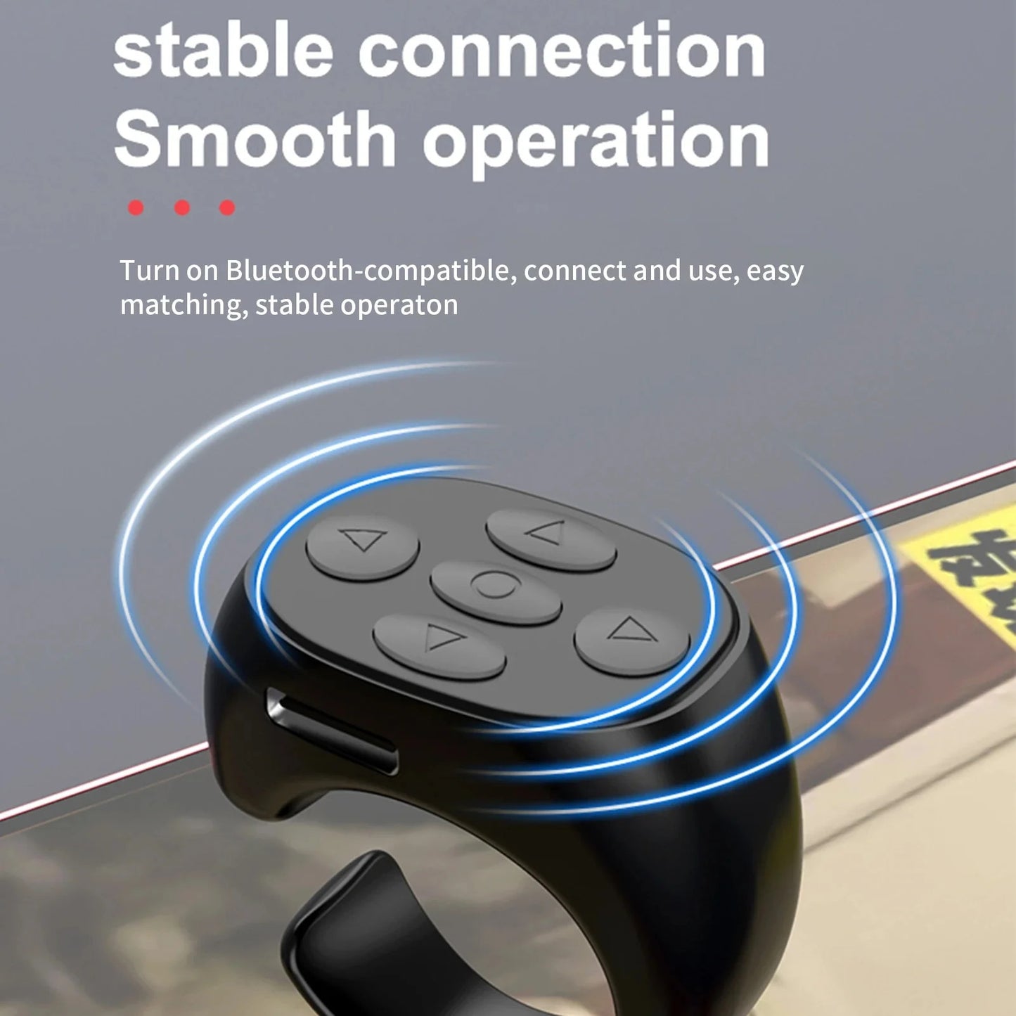 Remote Control Ring, BT 5.3 Remote Page Turner Support Android and iOS, Remote Controller Page Turner Rechargeable with Ring Design without Charging box — LK-ELC-LK-0001
