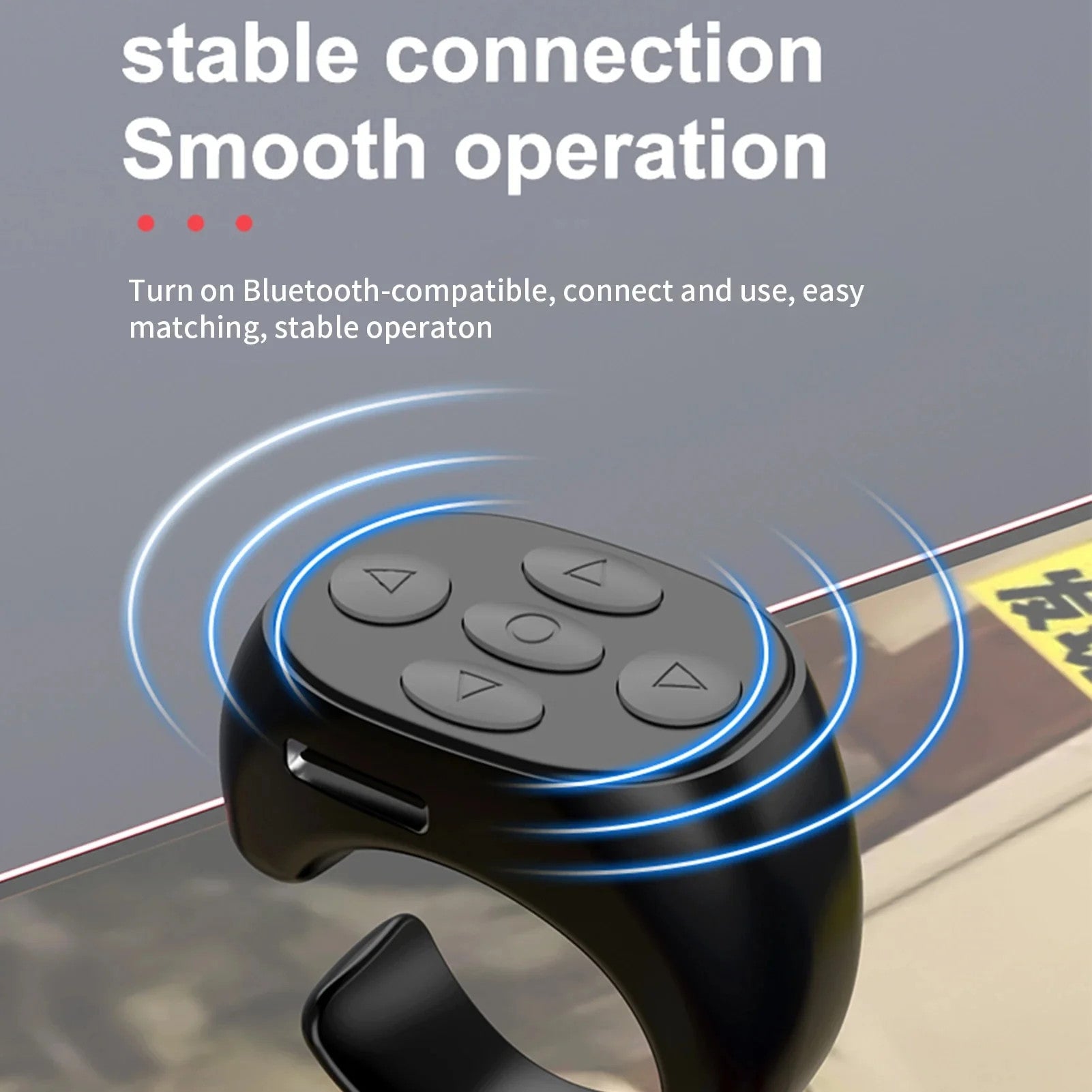 Remote Control Ring, BT 5.3 Remote Page Turner Support Android and iOS, Remote Controller Page Turner Rechargeable with Ring Design without Charging box — LK-ELC-LK-0001