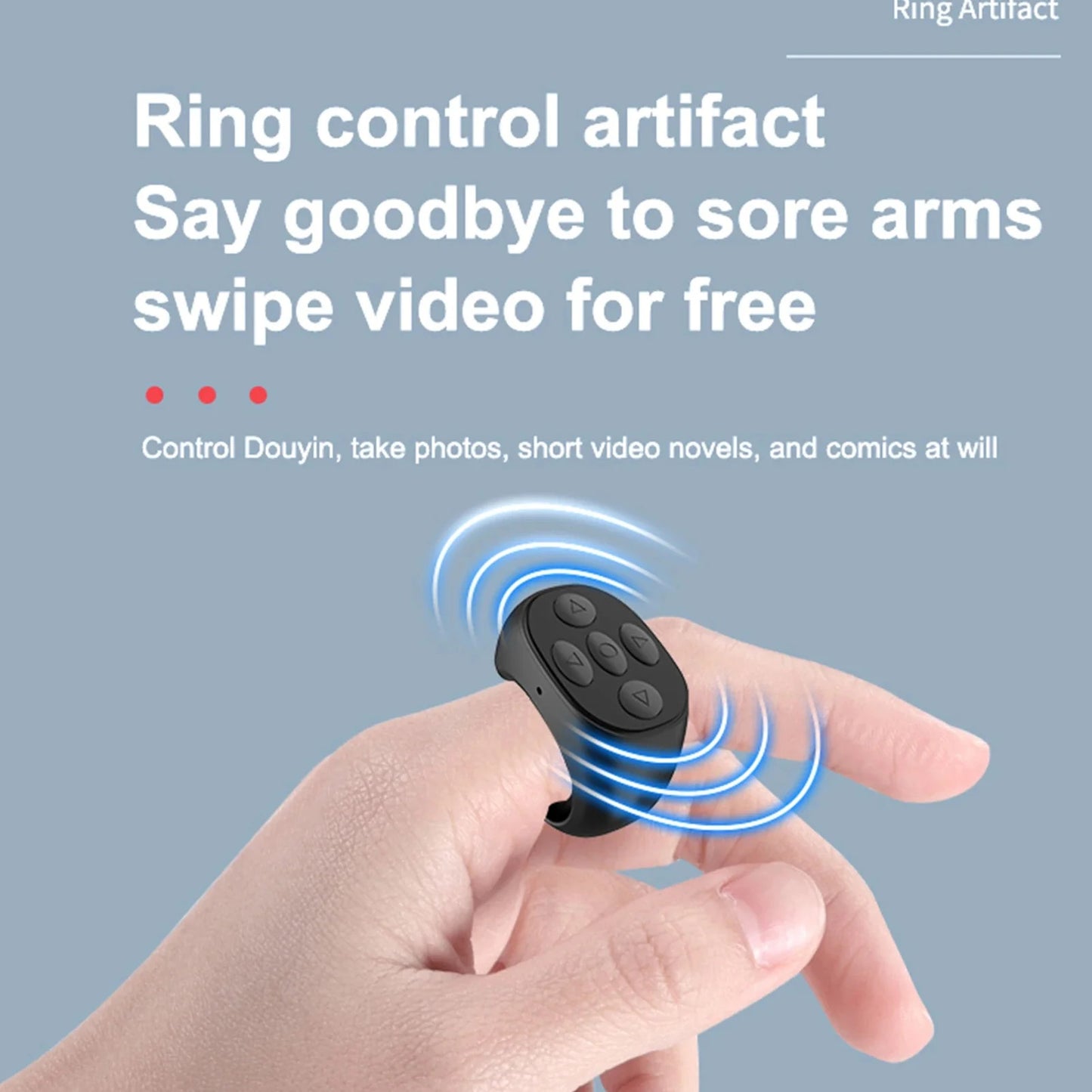 Remote Control Ring, BT 5.3 Remote Page Turner Support Android and iOS, Remote Controller Page Turner Rechargeable with Ring Design without Charging box — LK-ELC-LK-0001