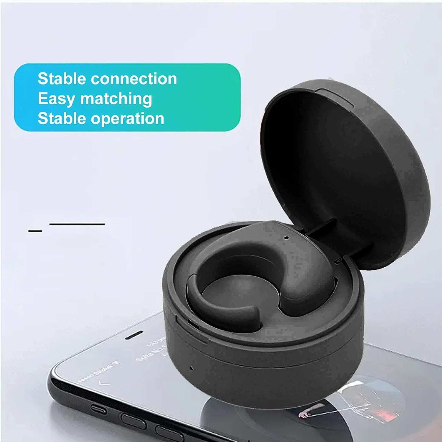 Bluetooth Remote Control Page Turner, TikTok App Button Scrolling Ring Clicker, 10M Wireless Camera Remote Shutter for Video, Selfie Recording (Black) with Charging Case — LK-LAP-LK-0002