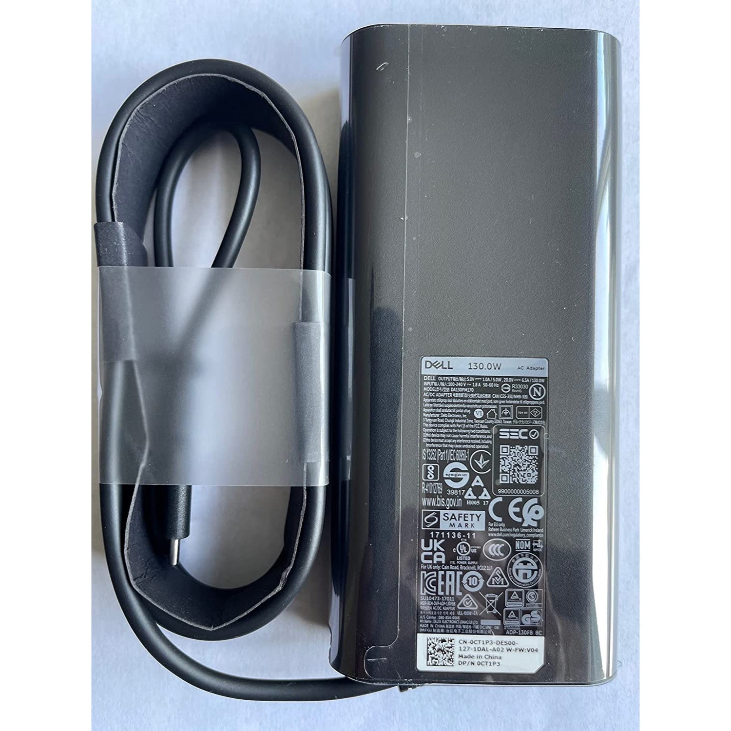 Dell 20V 6.5A 130W USB Type C 0K00F5 AC adapter for Dell XPS 2-in-1 4K Touch-Screen Laptop Model: XPS9575-7354BLK-PUS, Compatible with P/N: 0K00F5, K00F5 — LK-ADP-DEL-0021