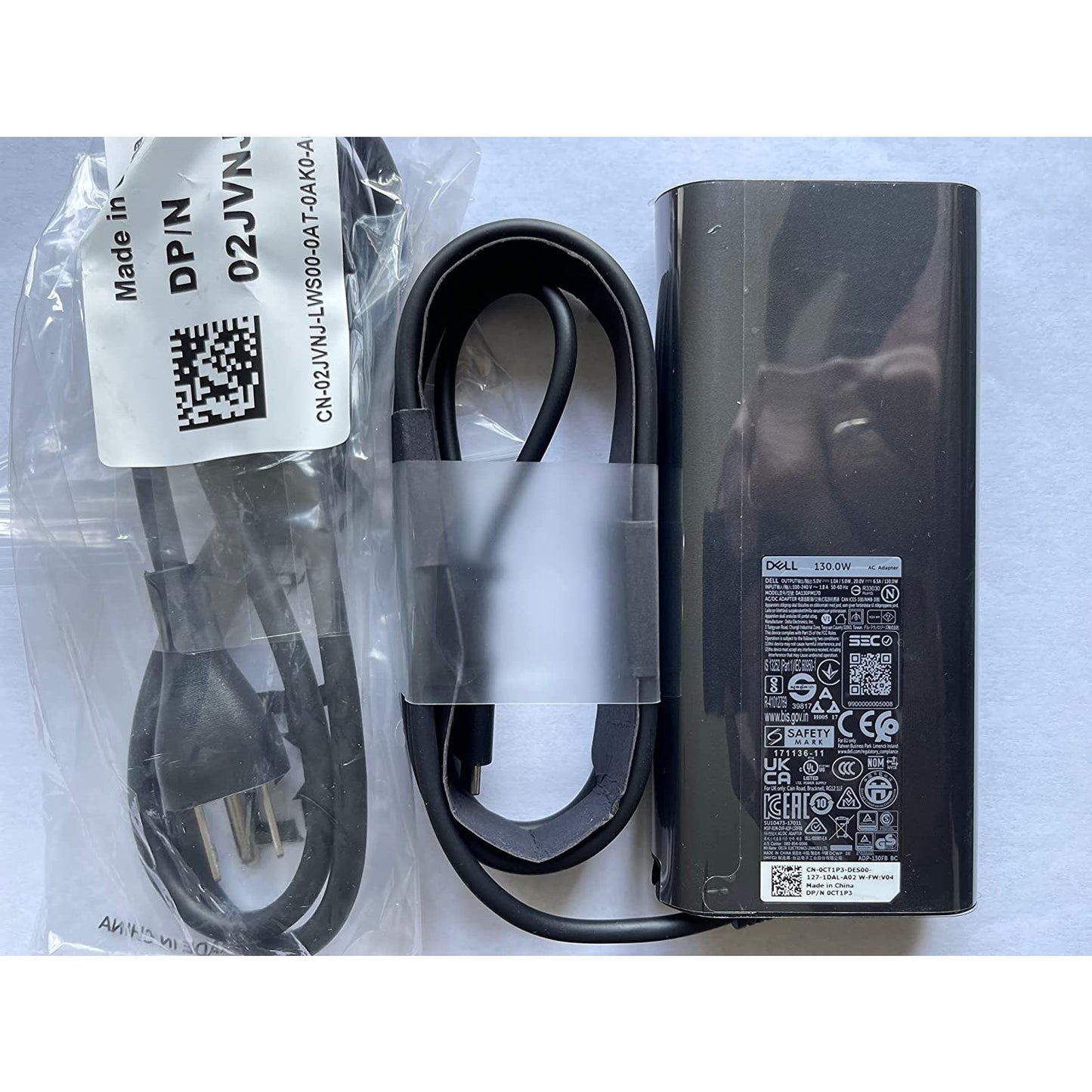 Dell 20V 6.5A 130W USB Type C 0K00F5 AC adapter for Dell XPS 2-in-1 4K Touch-Screen Laptop Model: XPS9575-7354BLK-PUS, Compatible with P/N: 0K00F5, K00F5 — LK-ADP-DEL-0021