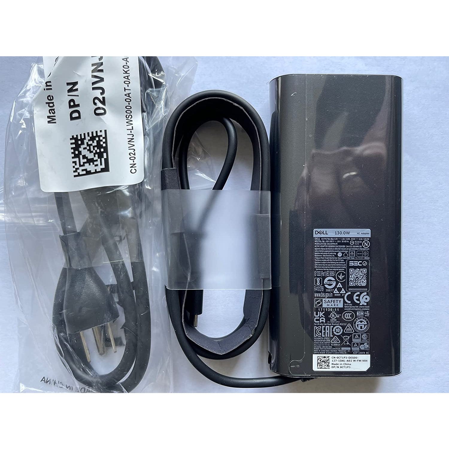 Dell 20V 6.5A 130W USB Type C 0K00F5 AC adapter for Dell XPS 2-in-1 4K Touch-Screen Laptop Model: XPS9575-7354BLK-PUS, Compatible with P/N: 0K00F5, K00F5 — LK-ADP-DEL-0021