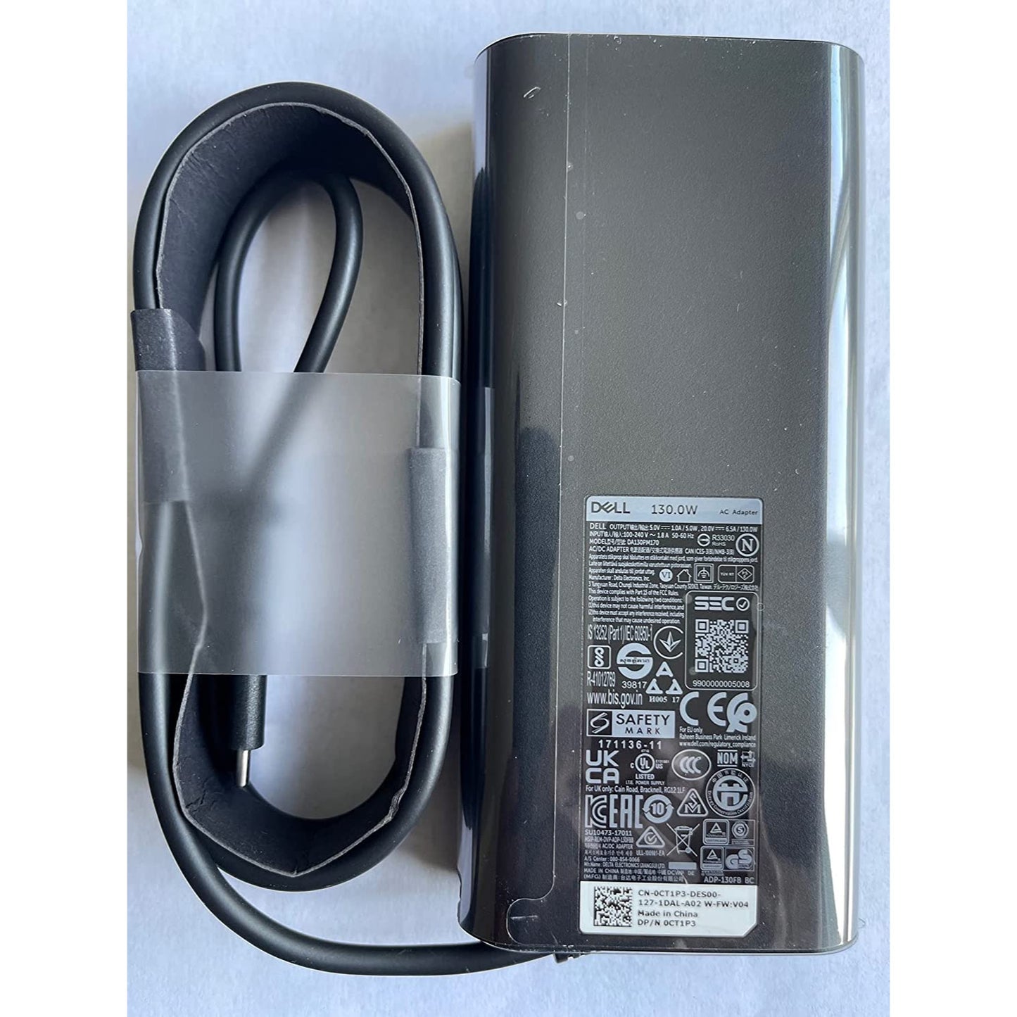 Dell 20V 6.5A 130W USB Type C 0K00F5 AC adapter for Dell XPS 2-in-1 4K Touch-Screen Laptop Model: XPS9575-7354BLK-PUS, Compatible with P/N: 0K00F5, K00F5 — LK-ADP-DEL-0021
