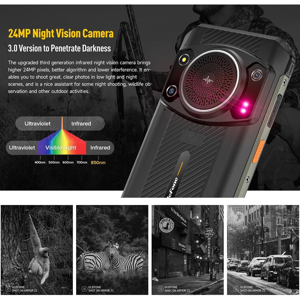 Ulefone Armor 21 Android 13 Rugged Smartphone Unlocked, MTK Helio G99 16GB+256GB Cell Phone, 3.5W Big Speaker, 64MP+24MP Night Vision Camera, 6.58"FHD+, 9600mAh, Dual SIM 4G Rugged Phone, NFC GPS OTG — LK-PHN-GEN-0007