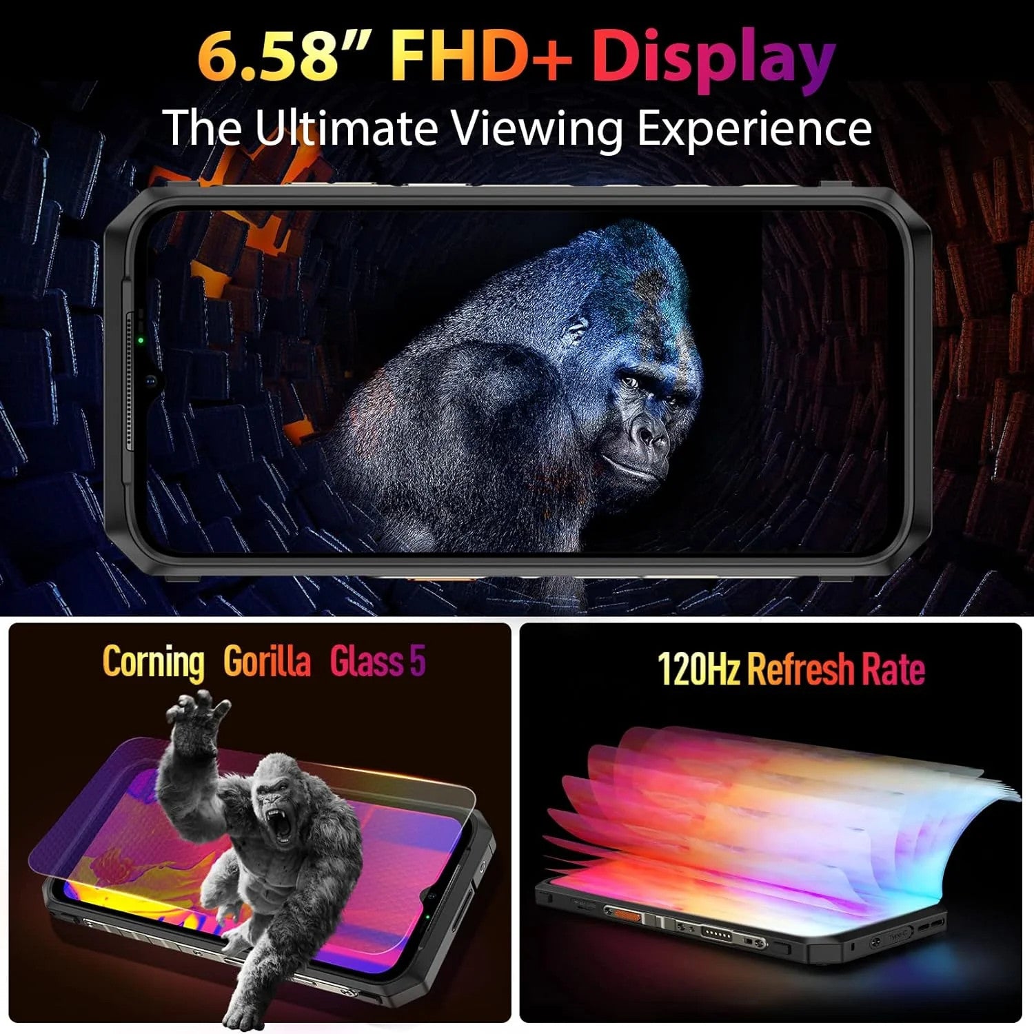 Ulefone Power Armor 18T Ultra 5G Rugged Phone, Thermal Imaging Camera, 108MP Camera, 24GB+512GB MTK Dimensity 7050, 9600mAh QI 15W Wireless Charging, 6.58" FHD+ Corning Gorilla Screen, Android 13 — LK-SCR-LK-0022