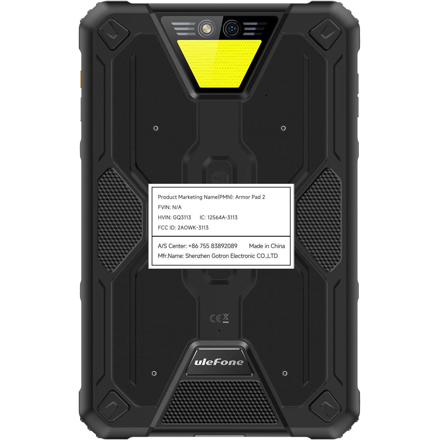 Ulefone Armor Pad 2 11 inch Rugged Tablet, 18600mAh Mega Battery, Camping Light, 2K FHD+ Screen, Octa Core 16GB + 256GB Android 13, 48MP Rear Camera, 4G Dual SIM IP68 Waterproof Tablet GPS NFC- Black — LK-SCR-LK-0021