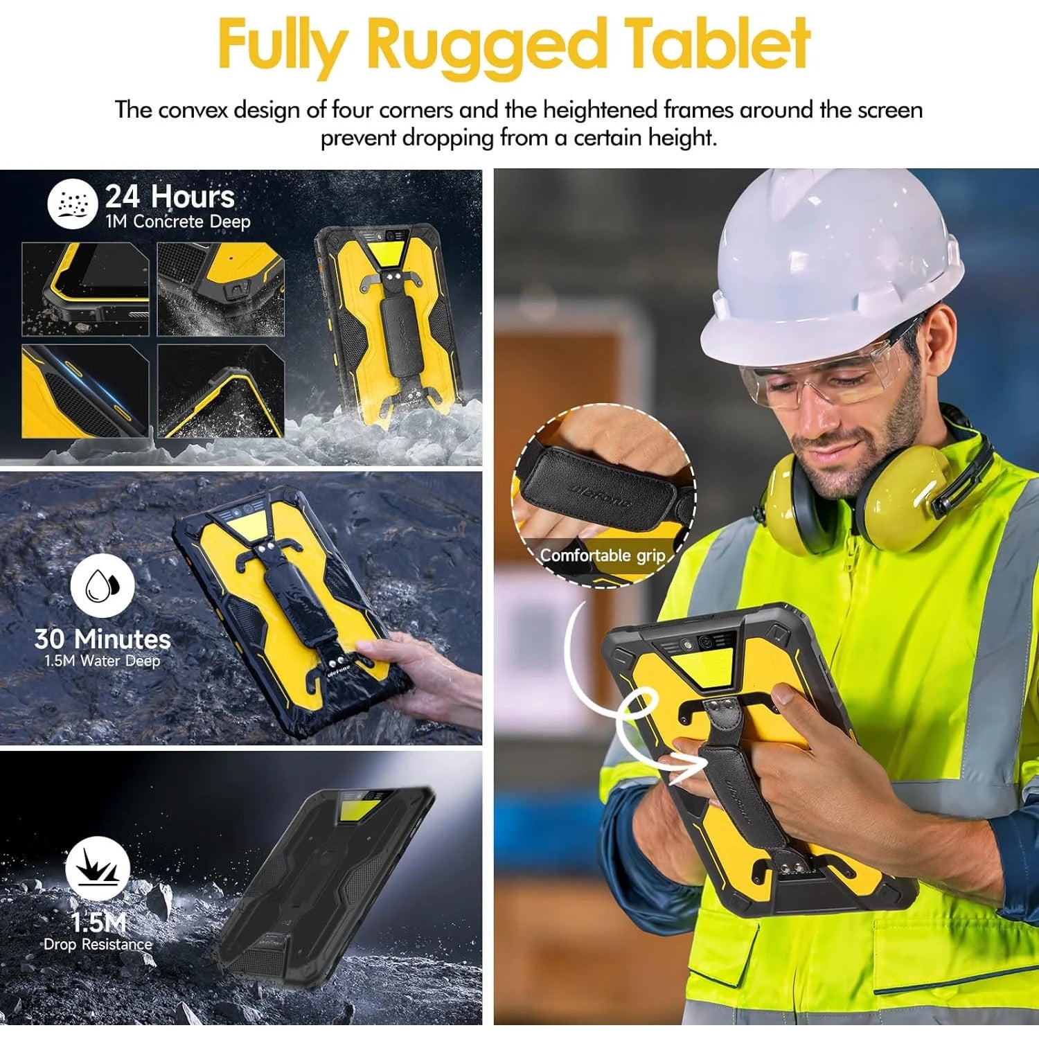 Ulefone Armor Pad 2 11 inch Rugged Tablet, 18600mAh Mega Battery, Camping Light, 2K FHD+ Screen, Octa Core 16GB + 256GB Android 13, 48MP Rear Camera, 4G Dual SIM IP68 Waterproof Tablet GPS NFC- Black — LK-SCR-LK-0021