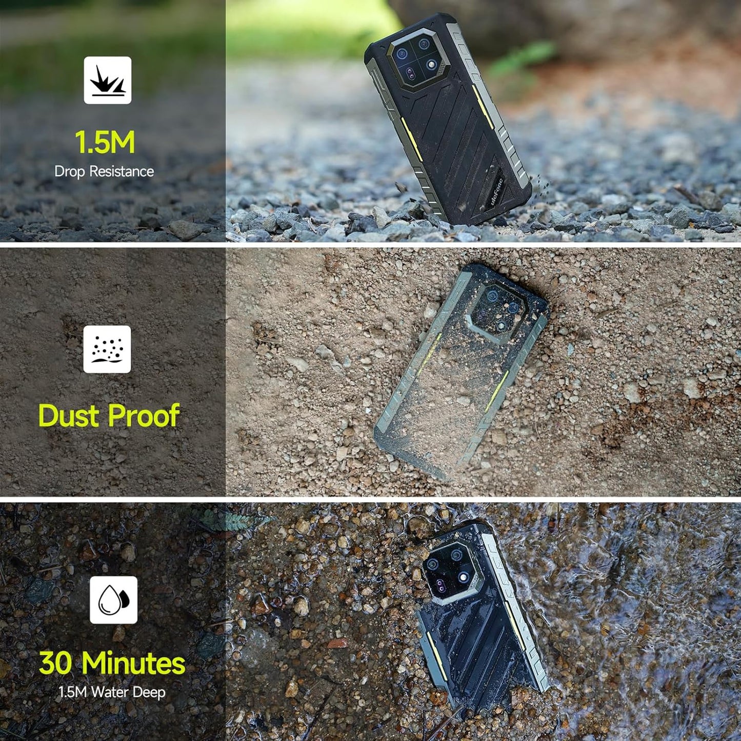 Ulefone Armor 22 (8+256GB) Rugged Smartphone, 64MP Night Vision Camera + 64MP Wide-Angle Camera, Android 13 Unlocked Cell Phone, 6.58 FHD+, 120Hz, 6600mAh, IR Blaster, NFC 4G LTE Mobile- All Black — LK-PHN-LK-0003