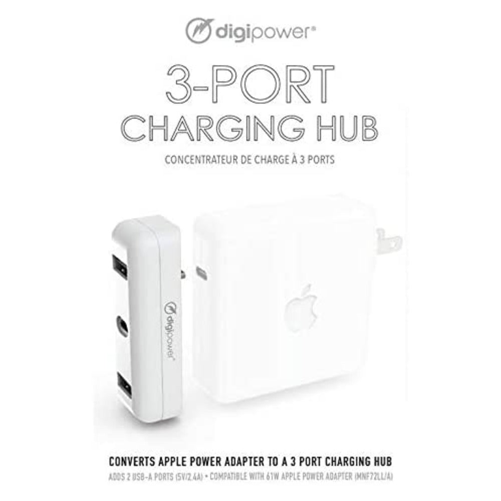 DigiPower 3 Port Charging hub for Apple Power Adapter Charge Direct Connect USB Hub