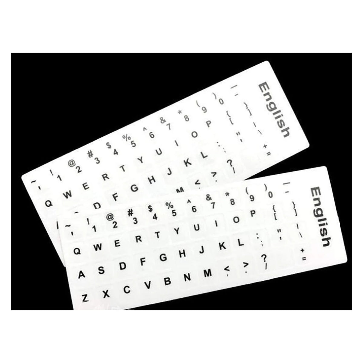 Universal Keyboard Stickers Replacement Keyboard Skin clear background black text compatible with laptop Desktop white letter English Pack of 2