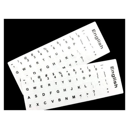 Universal Keyboard Stickers Replacement Keyboard Skin clear background black text compatible with laptop Desktop white letter English Pack of 2