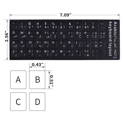 Universal Keyboard Stickers Replacement Keyboard Skin black background compatible with laptop Desktop white letter English/Arabic Pack of 2
