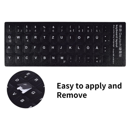 Universal Keyboard Stickers Replacement Keyboard Skin black background compatible with laptop Desktop white letter German Pack of 2